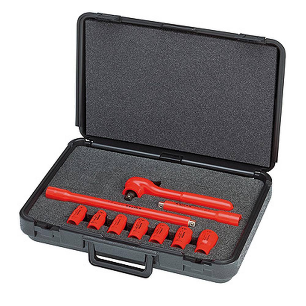KNIPEX 98 99 11 S3 1.000-Volt Insulated Socket Set 3/8 in. Drive SAE 10-Piece