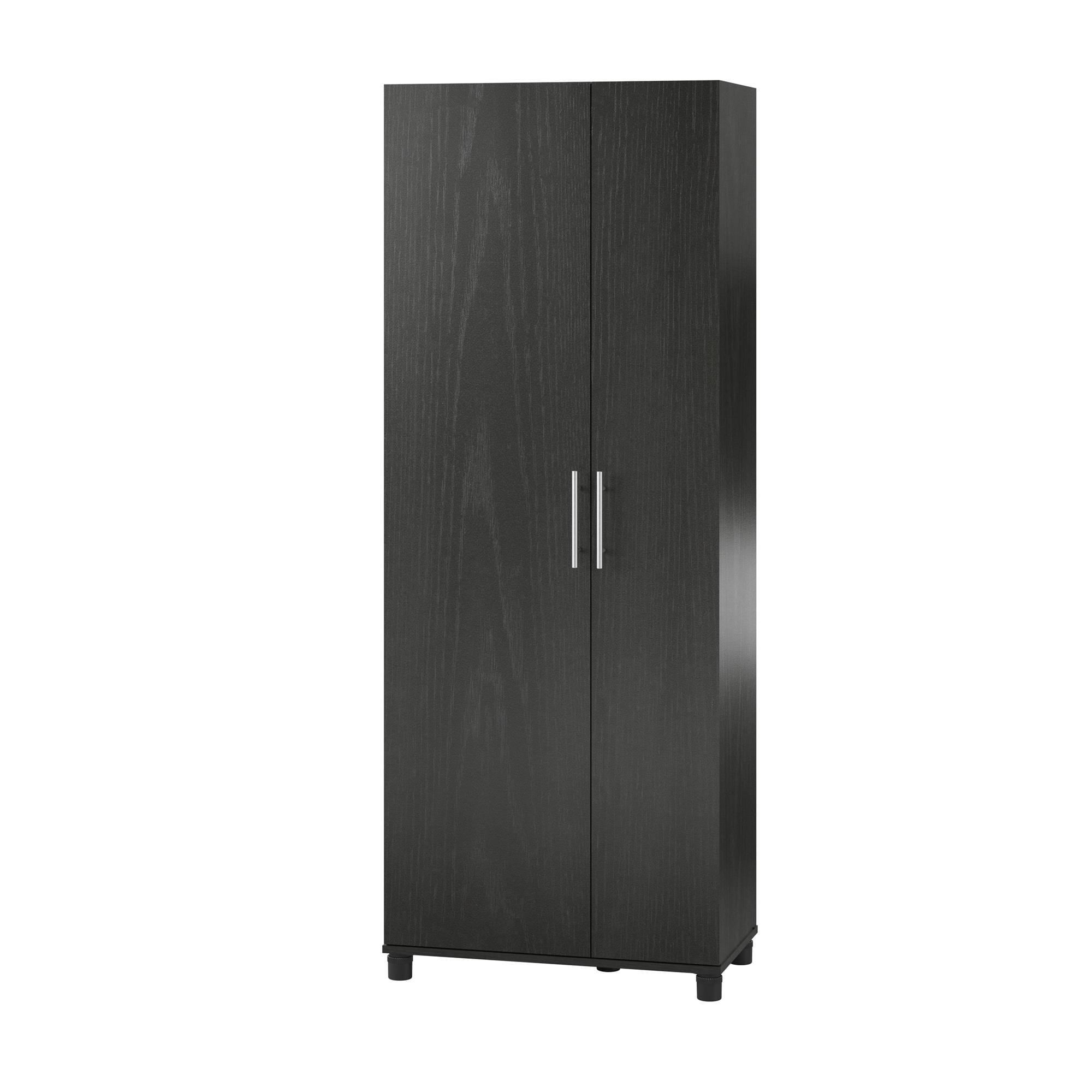 Systembuild Evolution Westford Tall Asymmetrical Garage Storage Cabinet. Black Oak