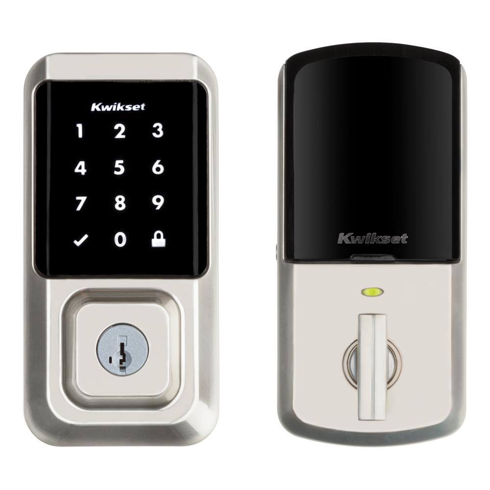 Kwikset 99390-001 HALO Satin Nickel Single-Cylinder Keypad Electronic Smart Lock Deadbolt Featuring SmartKey. Touchscreen and WiFi