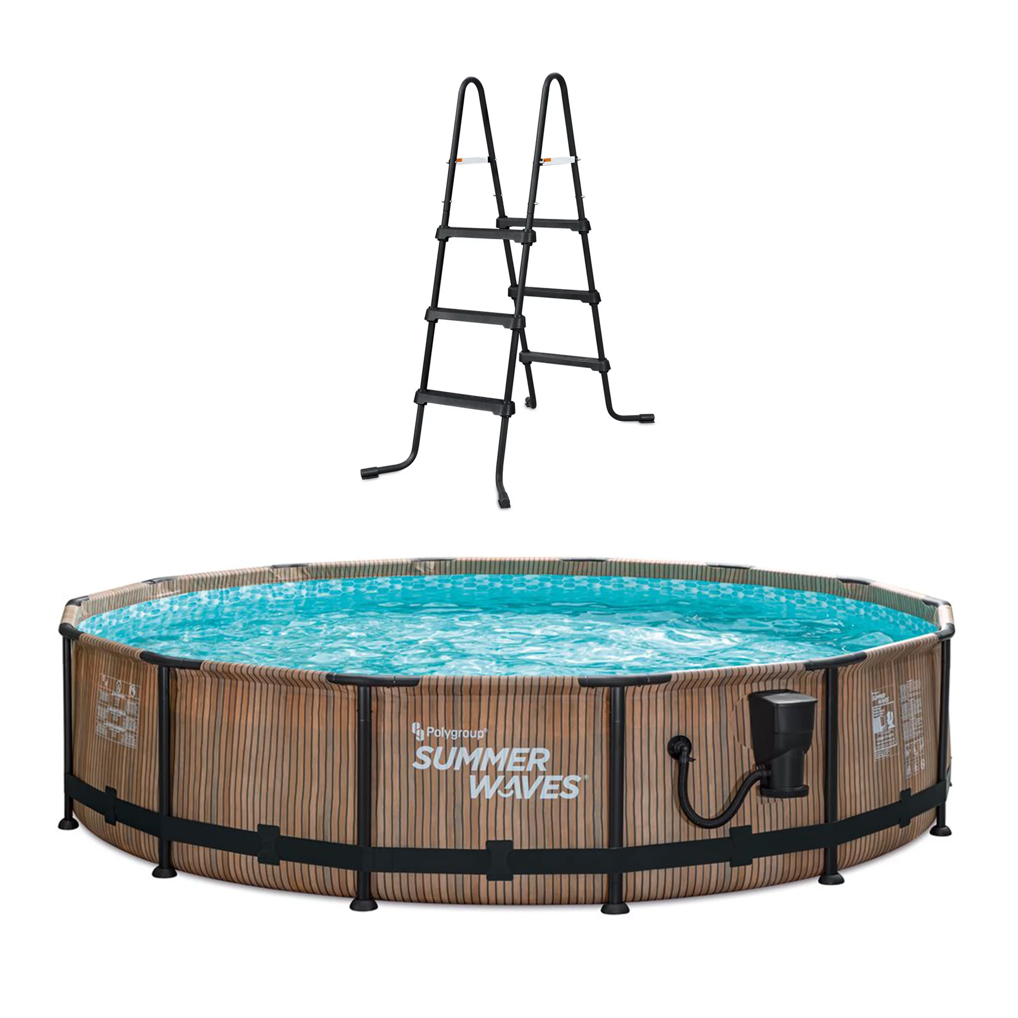 Summer Waves Natural Teak Elite 14′ x 36″ Frame Above Ground Swimming Pool