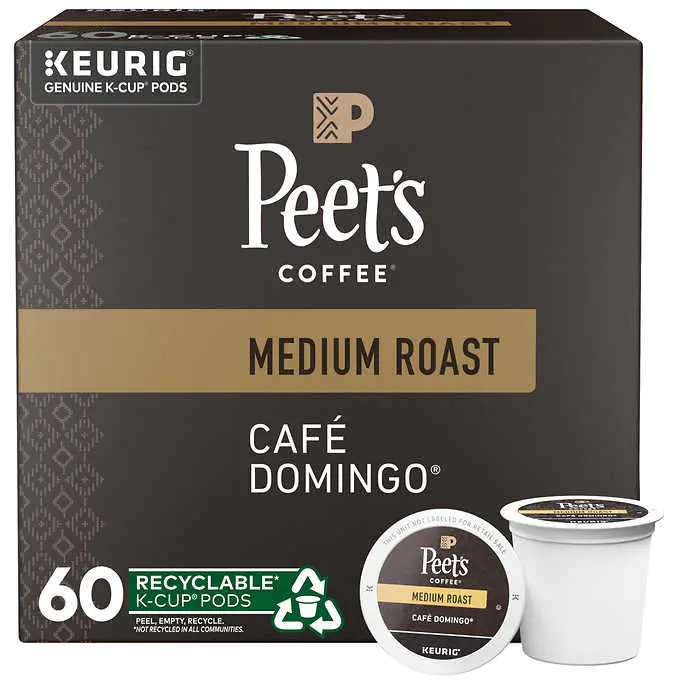 Peet's Coffee Café Domingo K-Cup Pod Medium Roast. 60-count