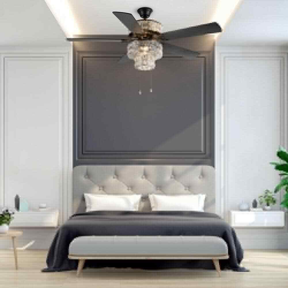 River of Goods 20061 Bohemian Pierced Metal 52 in. Clear Crystal LED Ceiling Fan With Light