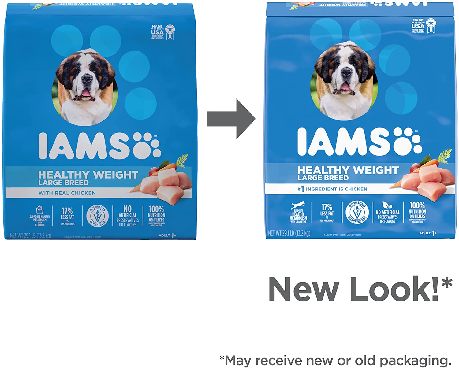 Iams Adult Dry Dog Food for Healthy Weight. Chicken. Style: Large Breed Adult 29.1lb