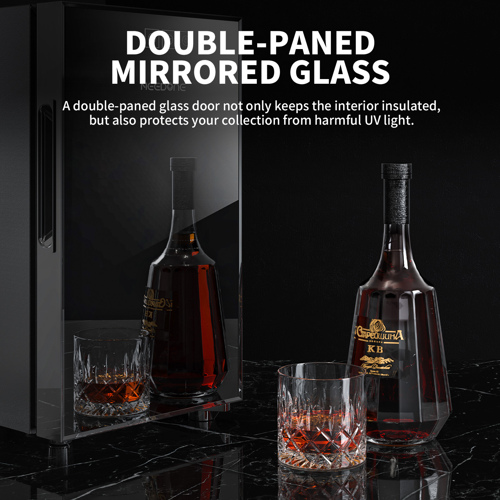 NEEDONE 48L Electric Humidor 300 Counts Cigar Cooler Humidor Humidifier Box with Temp-Heating 3 Spanish Cedar Wood Shelves & 1 Drawer