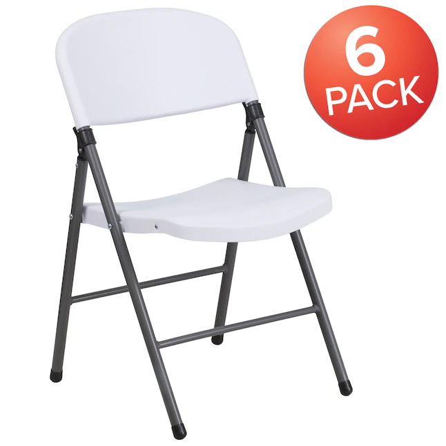 Flash Furniture  6-Pack Granite White Standard Folding Chair with Solid Seat (Indoor)