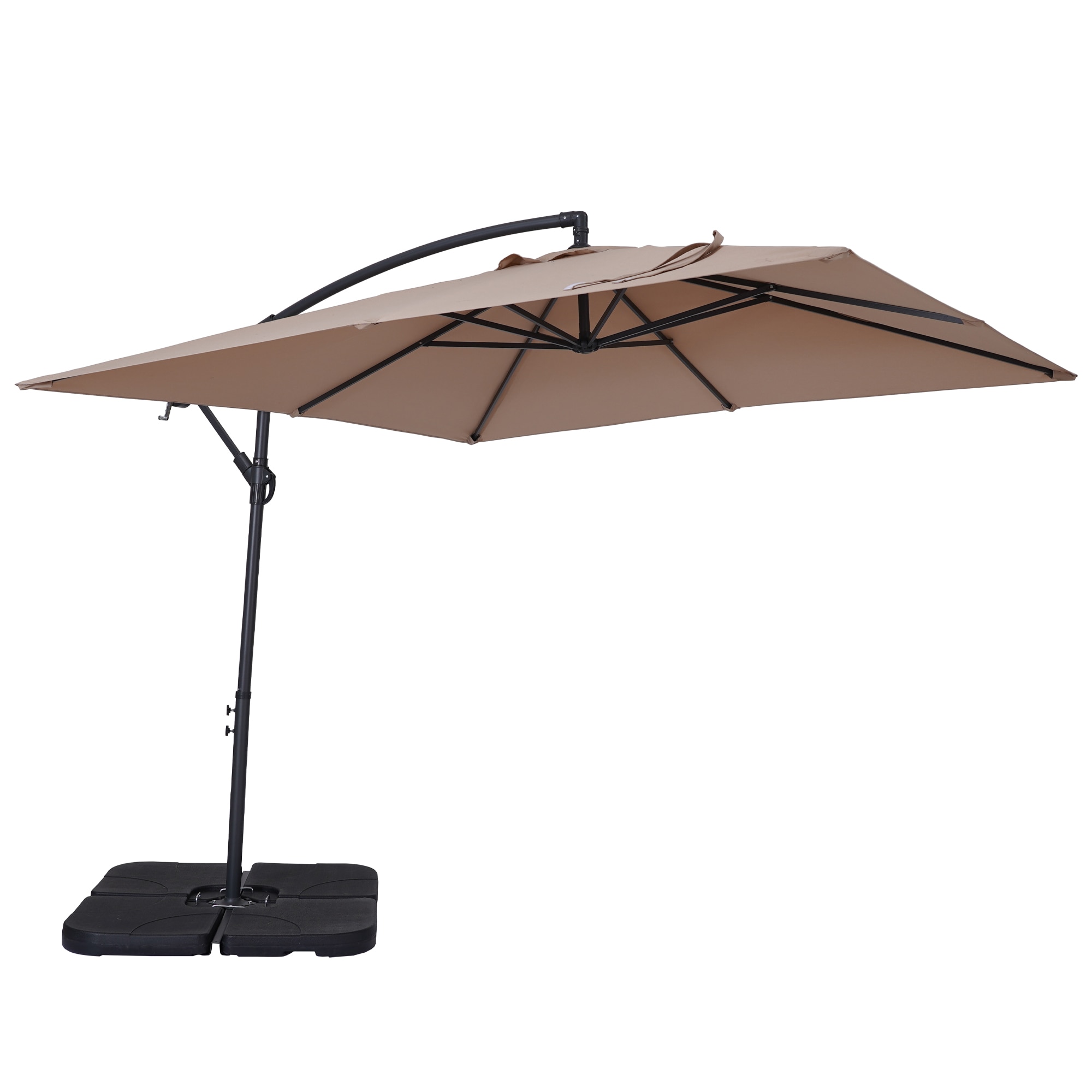 CASAINC 8.5-ft Solar Powered Push-button Tilt Cantilever Patio Umbrella with Base