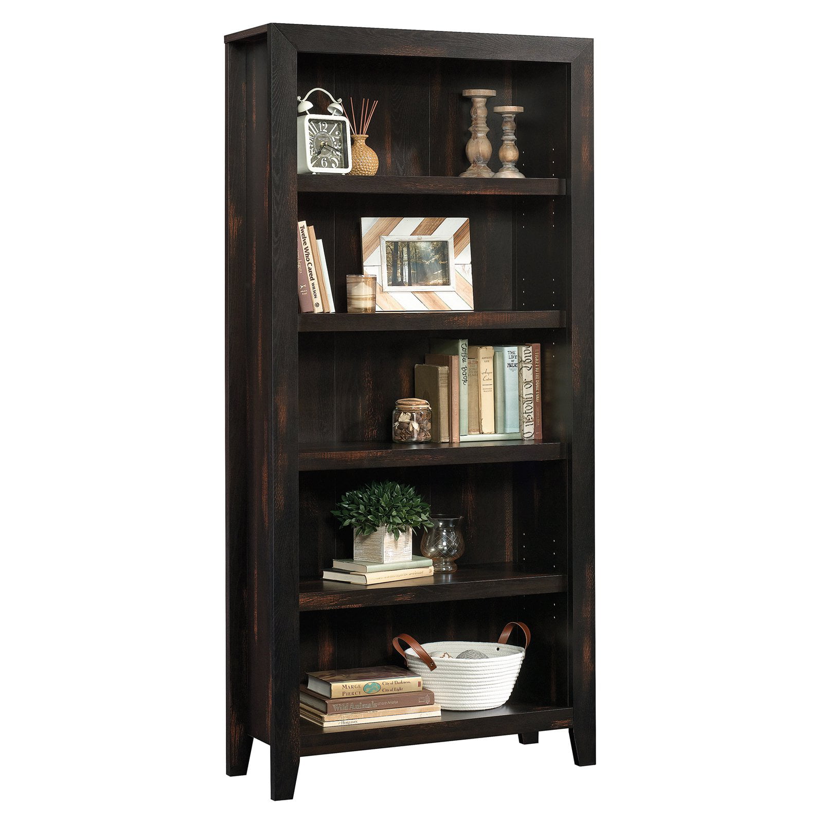 Sauder Dakota Pass 5-Shelf Bookcase. Char Pine Finish