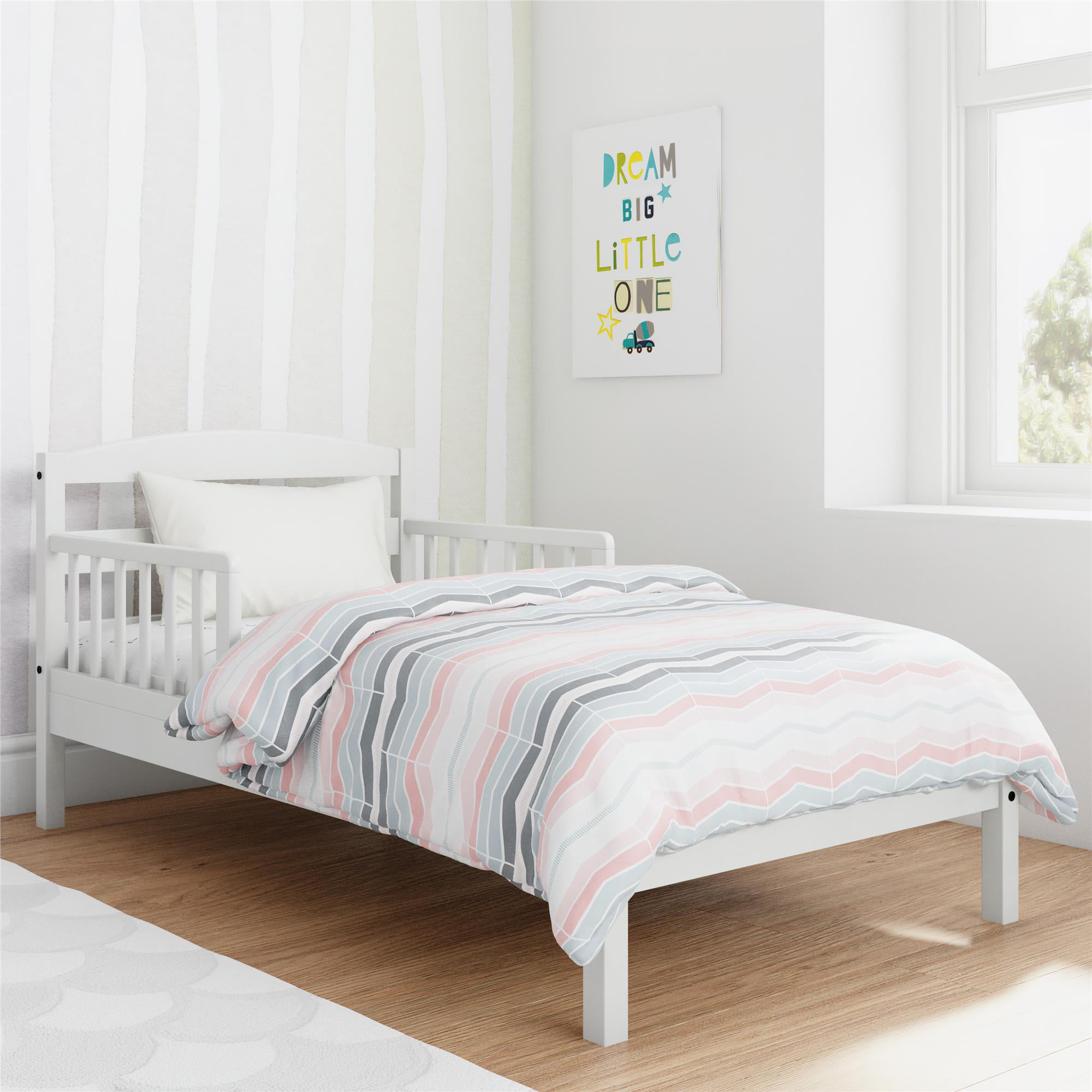 Baby Relax Jackson Kids Wood Toddler Bed with Safety Guardrails. White