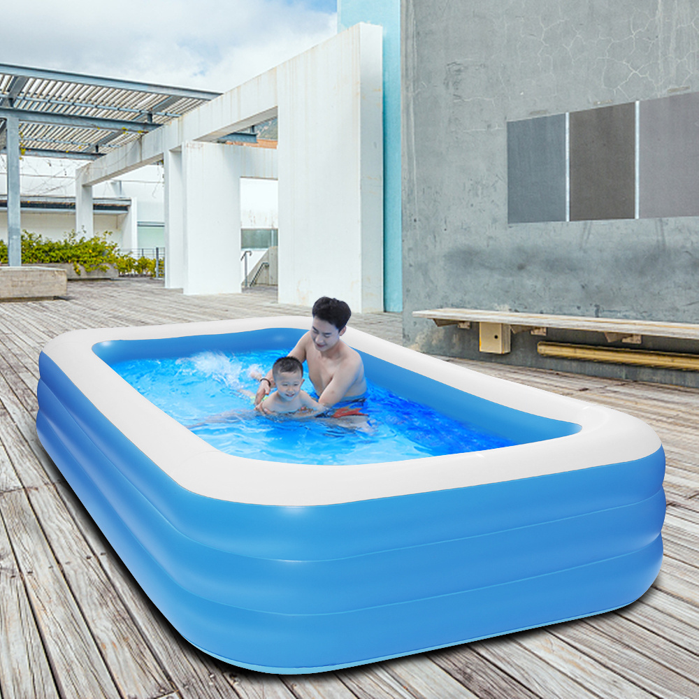 Free shipping 120*72*22in blue PVC cuboid with wall thickness of 0.3mm for inflatable swimming pool  Full-Sized Family Kiddie Blow up Pool for Kids. Adults. Baby. Children. Thick Wear-Resistant Big YJ