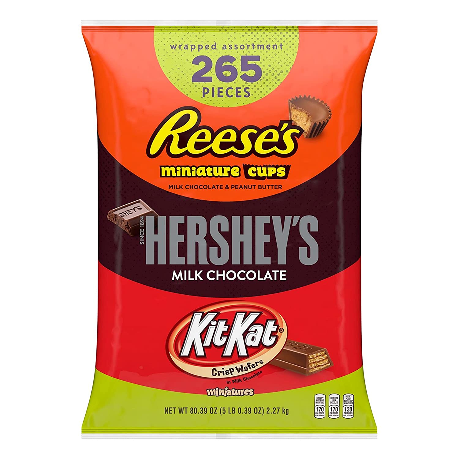 REESE-S. HERSHEY-S and KIT KAT Assorted Milk Chocolate Candy. 80.39 oz. (265 Pieces)