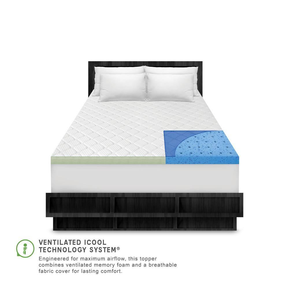 SensorPEDIC  3-Inch Ultimate Cooling Luxury Quilted Memory Foam Bed Topper 3 in. Medium No Pocket Memory Foam Full Mattress Topper