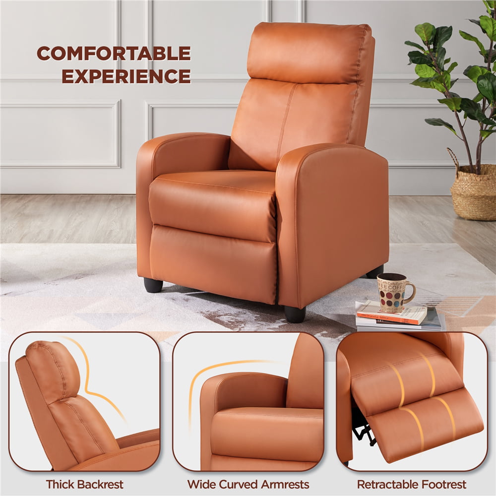 Easyfashion Faux Leather Recliner. Tan