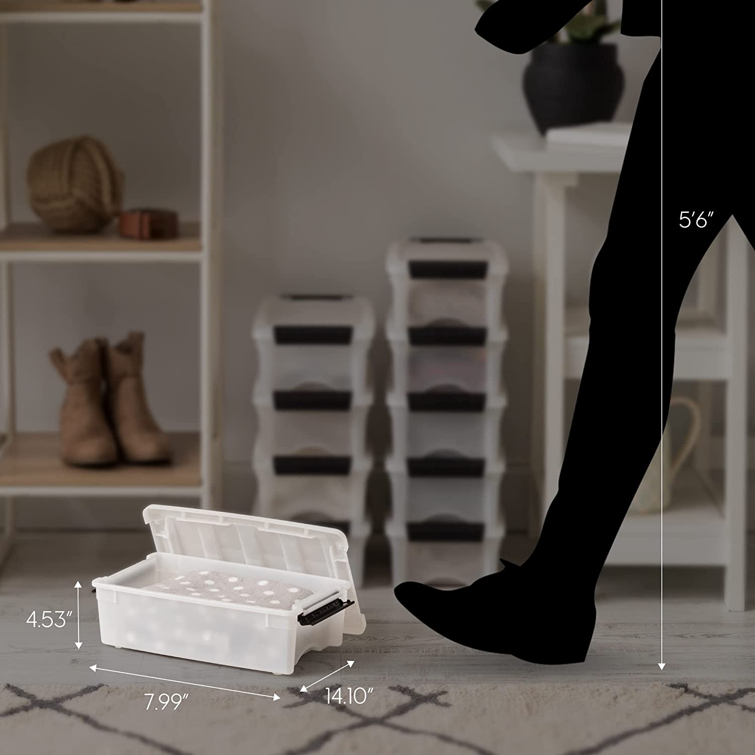 IRIS USA 5 Qt. Plastic Storage Container Bin with Secure Lid and Latching Buckles. 10 pack - Pearl. Durable Stackable Nestable Organizing Tote Tub Box Toy General Organization Small