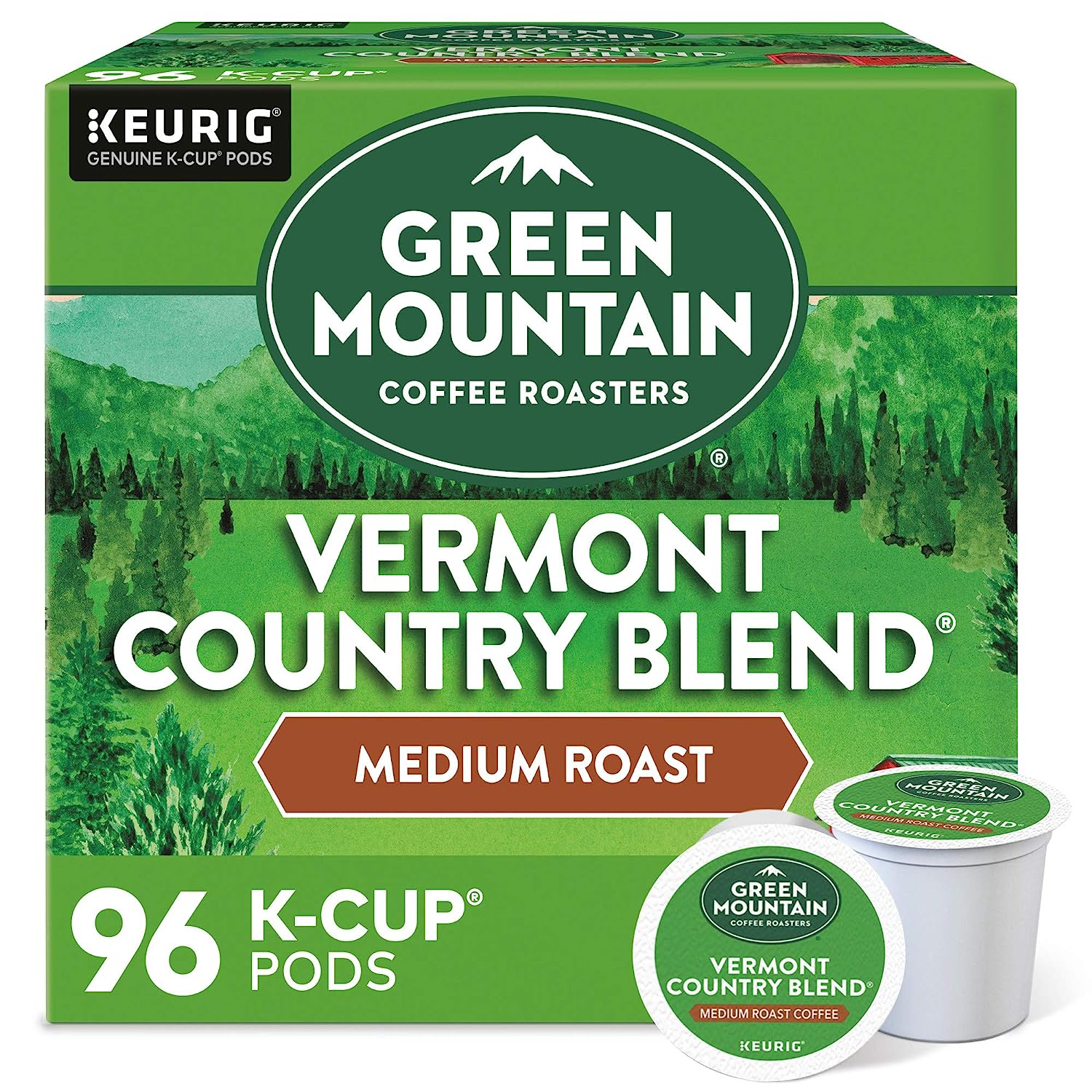 Green Mountain Coffee Roasters Vermont Country Blend. Single-Serve Keurig K-Cup Pods. Medium Roast Coffee.24 Count (Pack of 4)