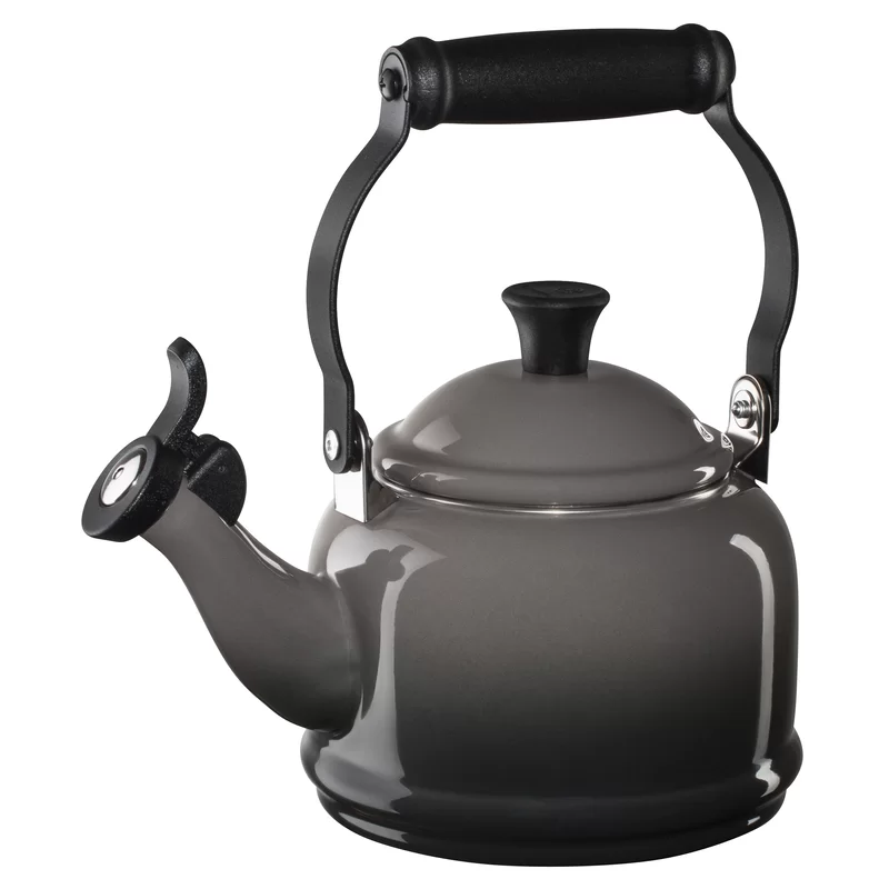 Le Creuset Q9401-7F Enamel On Steel Demi Tea Kettle. 1.25 qt.. Oyster