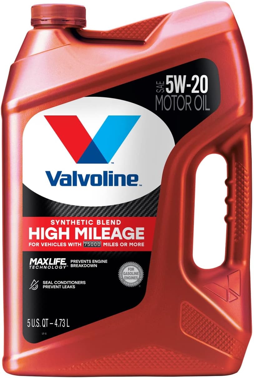 Valvoline High Mileage with MaxLife Technology SAE 5W-20 Synthetic Blend Motor Oil 5 QT. Case of 3