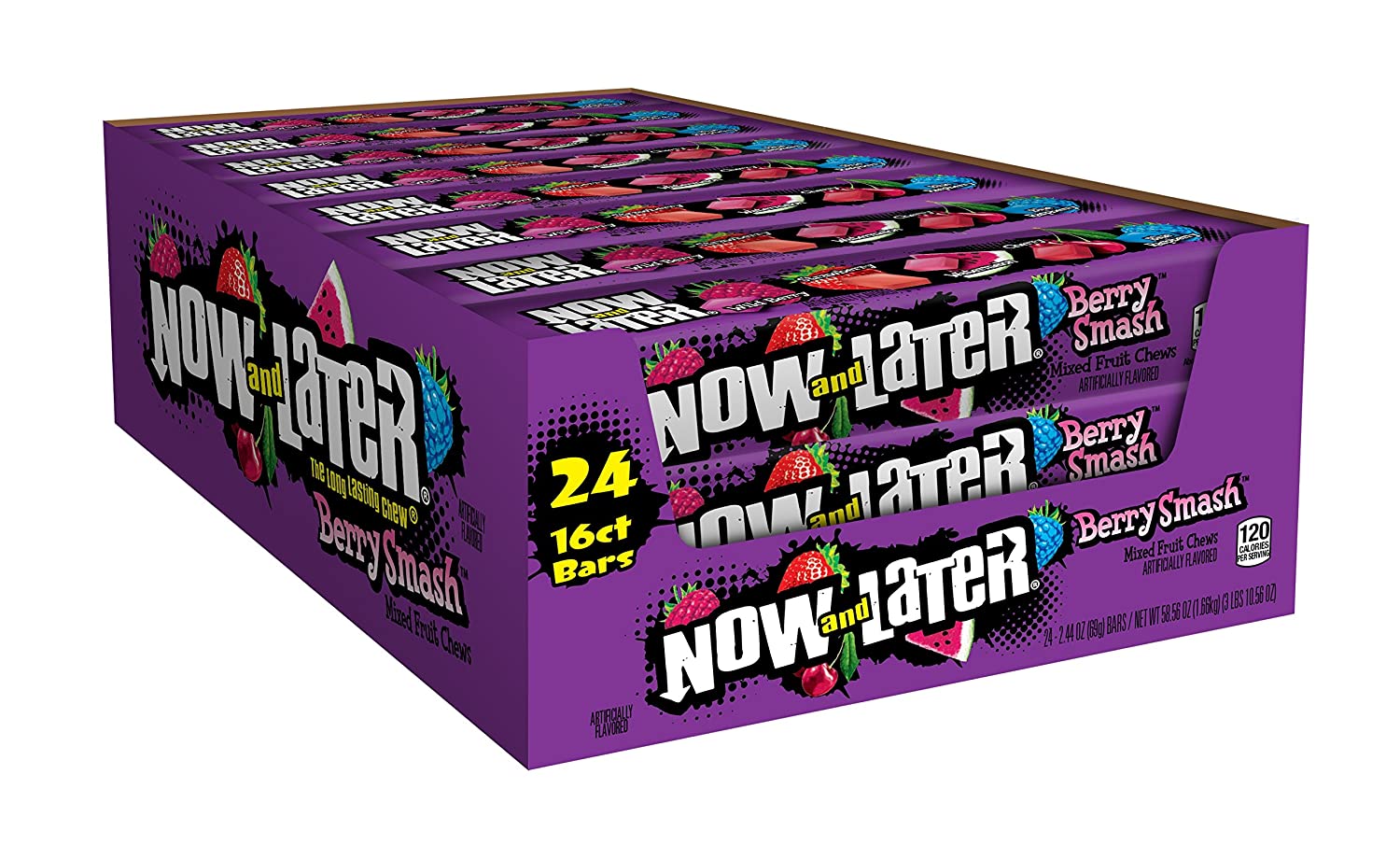 Now & Later Berry Smash. 2.44 Ounce. Pack of 24