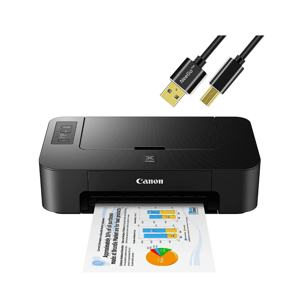 Canon Pixma Inkjet Color Printer. High Resolution Fast Speed Printing Compact Size Easy Setup and Simple Connectivity Up to 4800×1200 DPI Color Resolution. with 6 ft NeeGo Printer Cable - Black