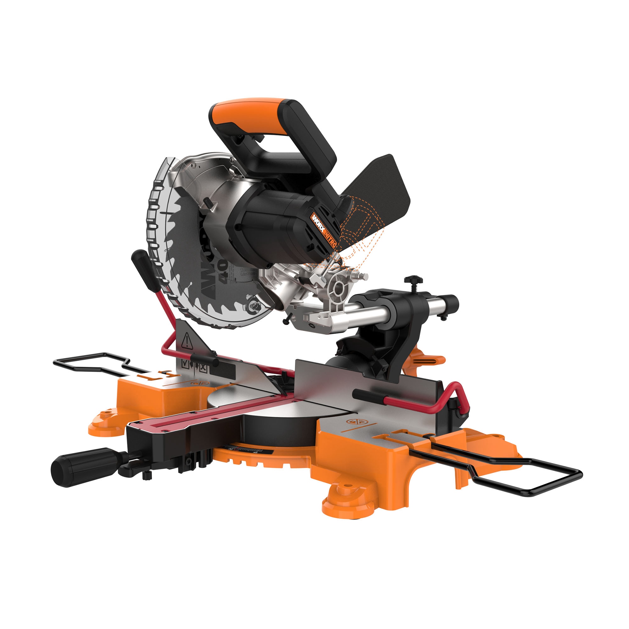 WORX POWER SHARE 7-1/4-in 0.1-Amp Single Bevel Sliding Compound Cordless Miter Saw (Cordless)
