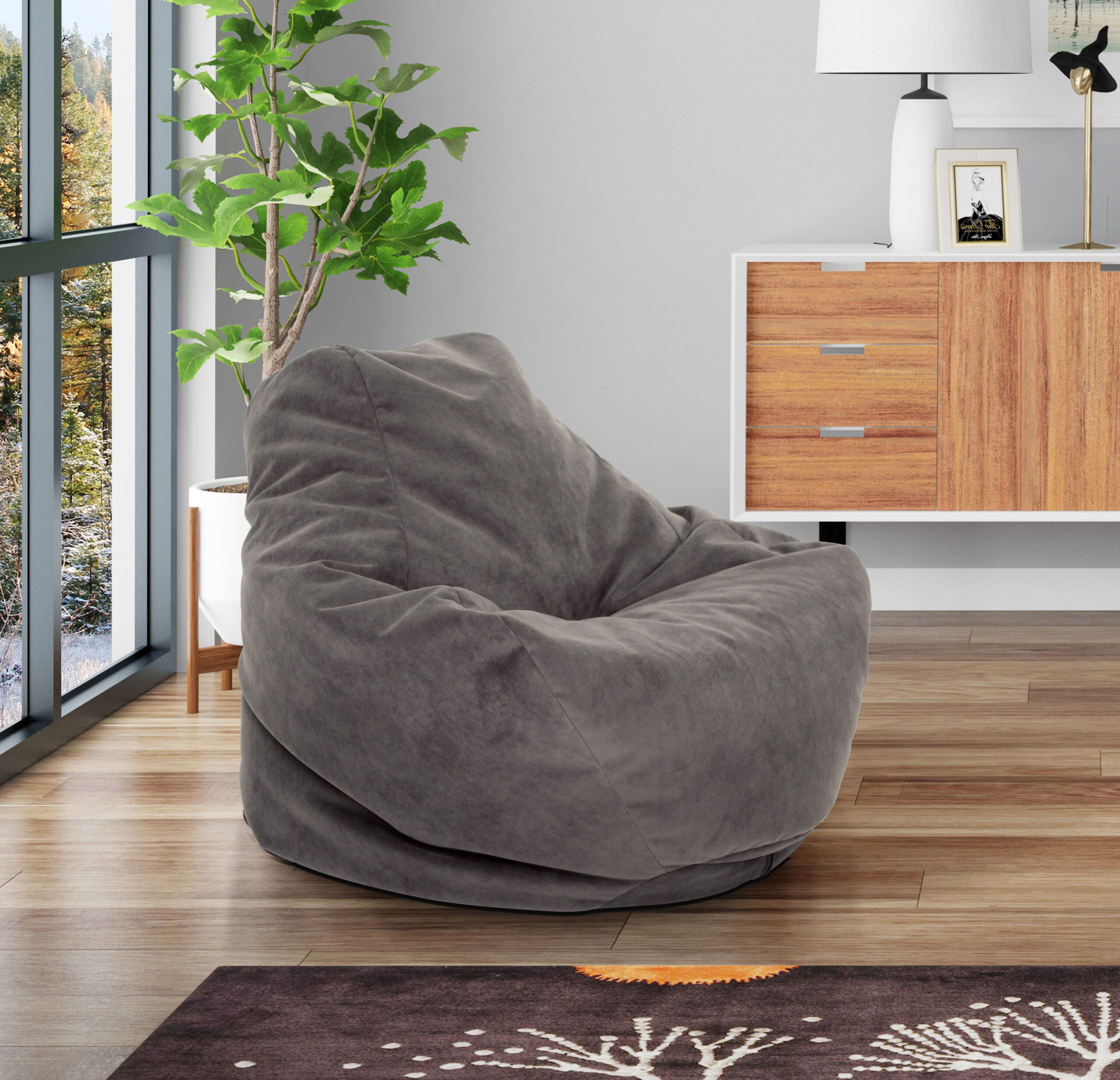 Mainstays Soft-Sided Microfiber Bean Bag Lounger Chair. Mocha