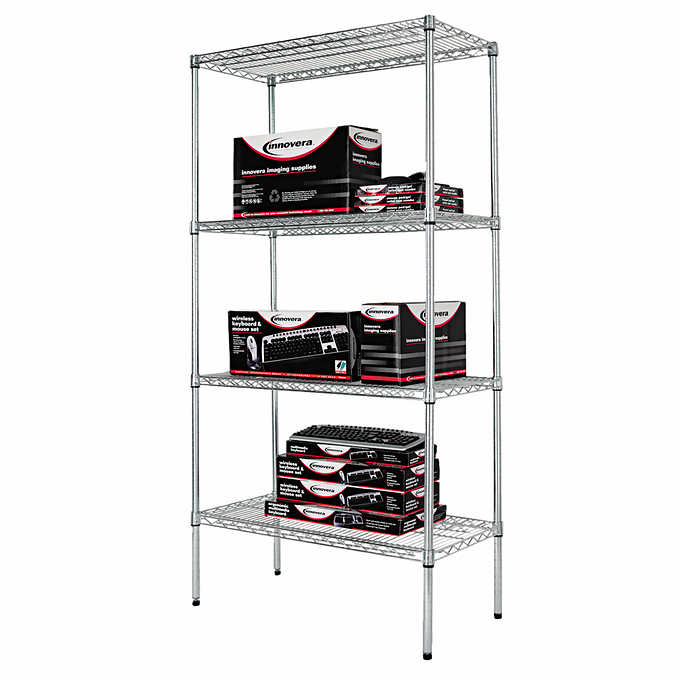 Alera ALESW503618SR 4-Shelf Wire Rack 36″ x 18″ x 72″. Sliver