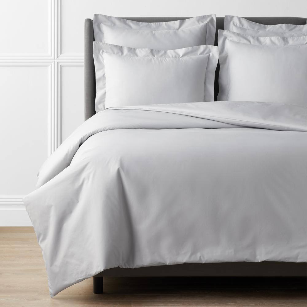 The Company Store  Pearl Gray Solid Supima Cotton Percale Queen Duvet Cover - Queen/Pearl Gray