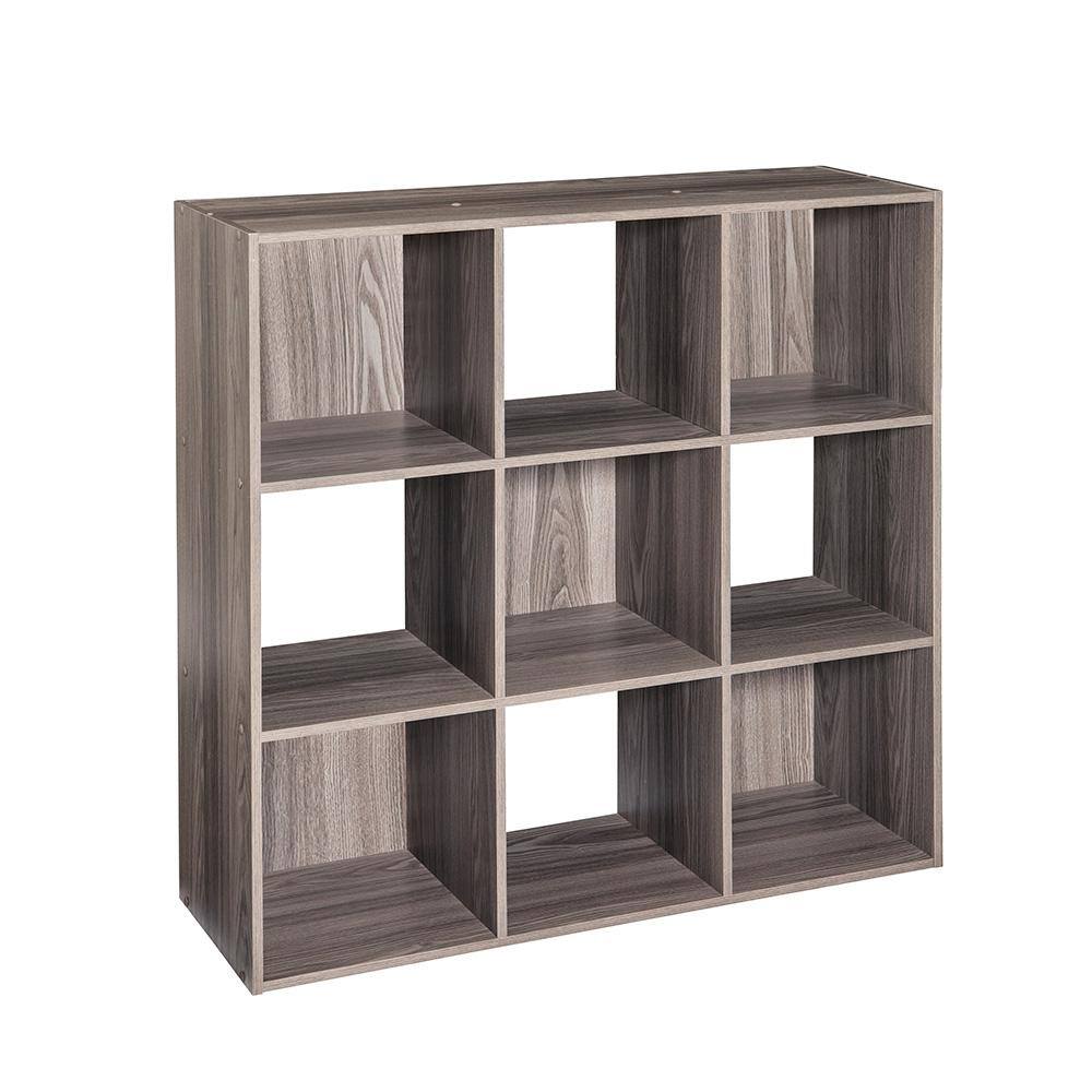 ClosetMaid 14167 35.88 in. H x 36 in. W x 12 in. D Grey Wood 9-Cube Storage Organizer