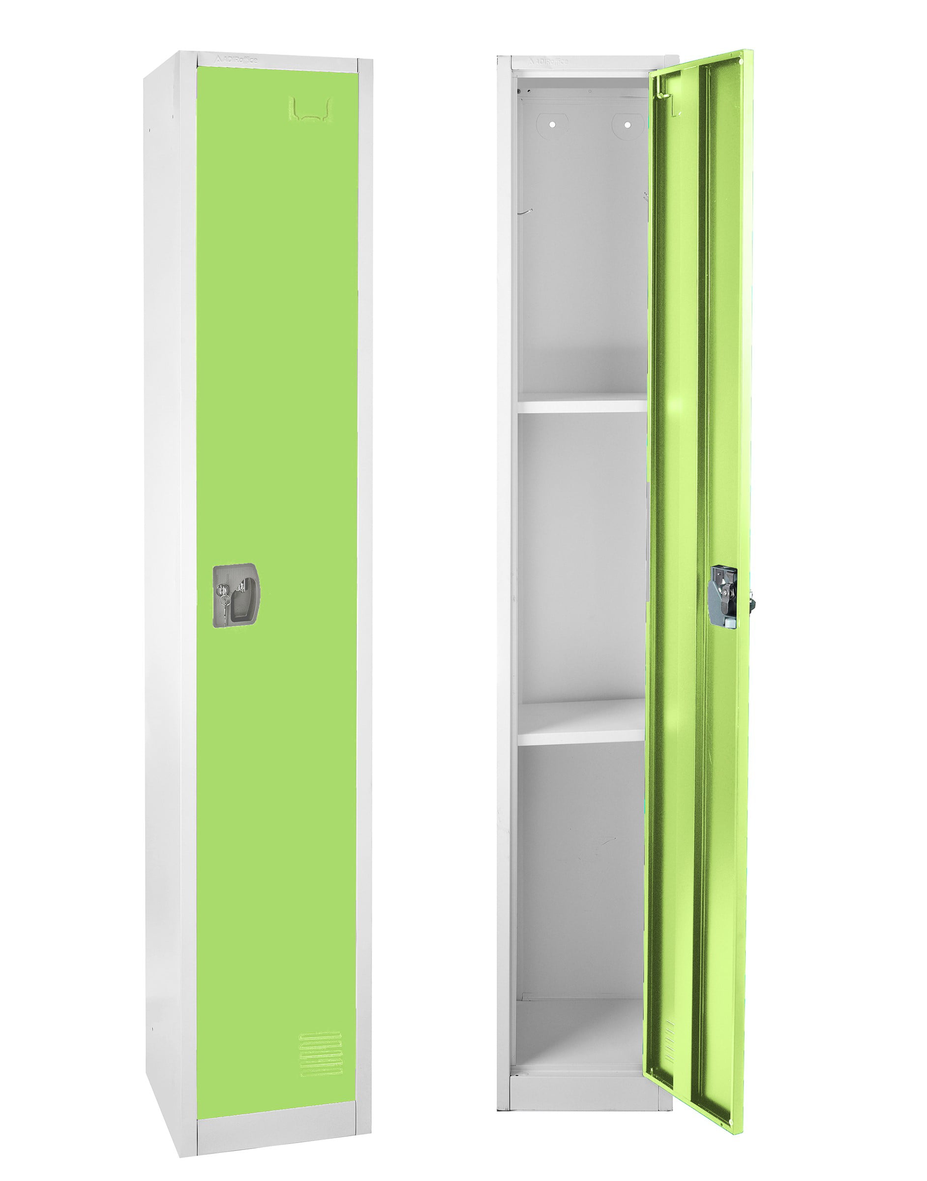 AdirOffice Large 72″ Metal Storage Locker. 2 Shelves. Steel. Green