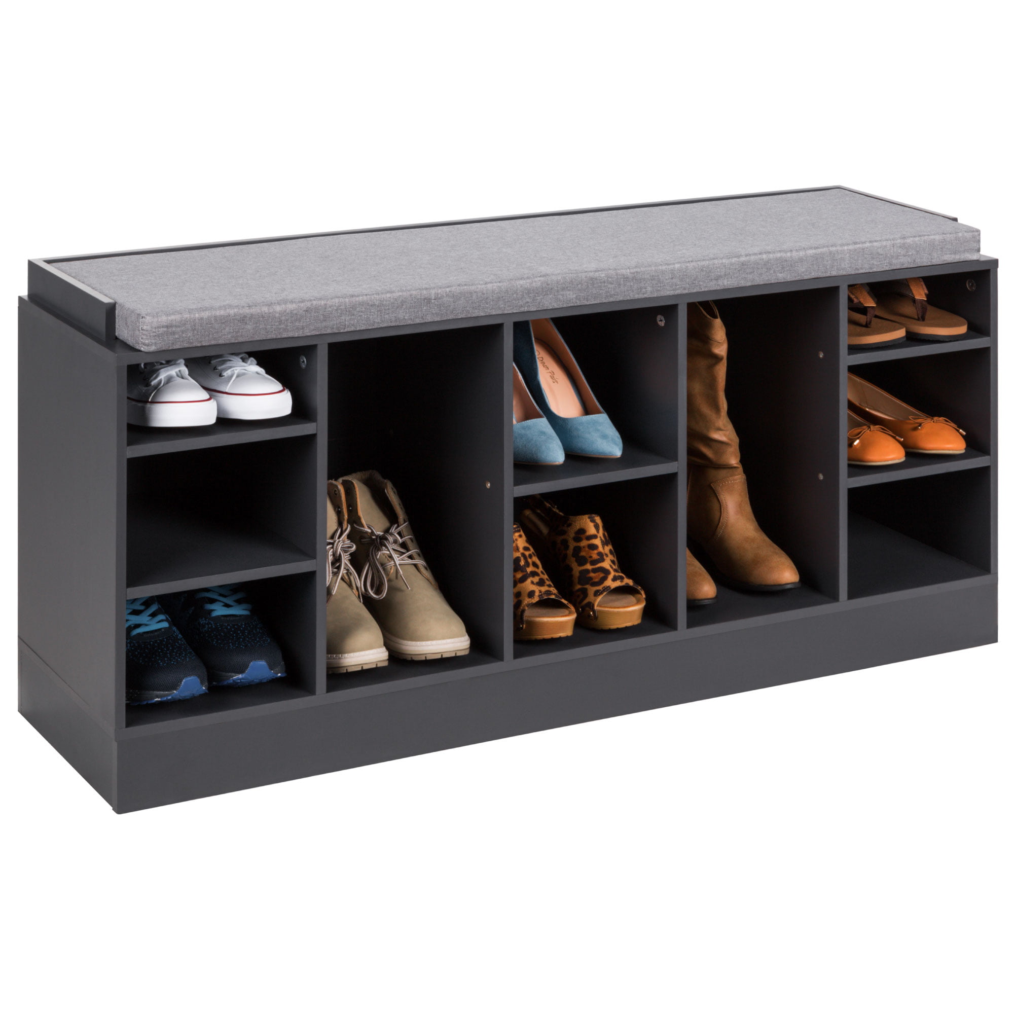Best Choice Products 46in Shoe Storage Organization Rack Bench for Entryway. Bedroom w/ Padded Seat. 10 Cubbies - Gray