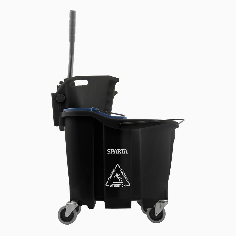 Unbranded 9690403 Sparta 8.75 gal. Black Polypropylene Mop Bucket Combo with Wringer and Soiled Water Insert