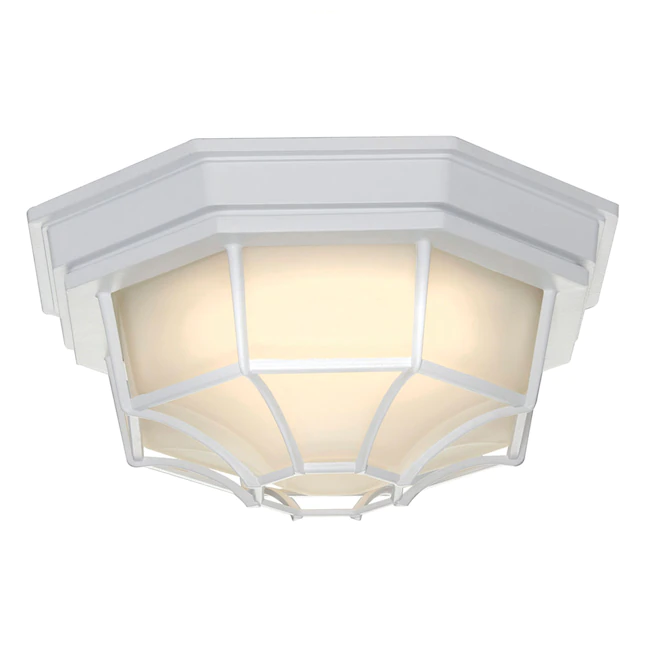 Portfolio 11.25-in W White Outdoor Flush Mount Light ENERGY STAR