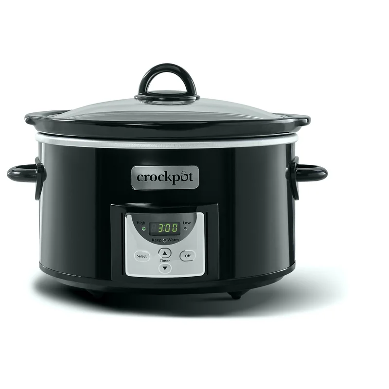 Crock-Pot 4 Quart Capacity Intelligent Count Down Timer Slow Cooker Small Kitchen Appliance. Black