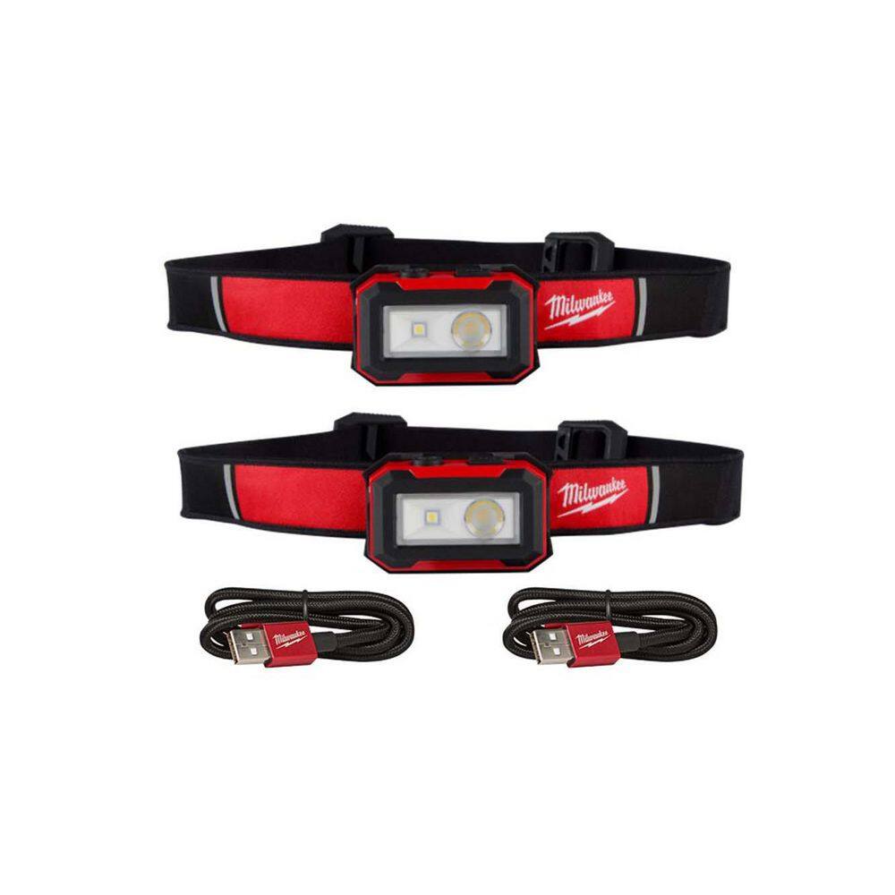 Milwaukee 2012R-2012R 450 Lumens Internal Rechargeable Magnetic Headlamp and Task Light (2-Pack)