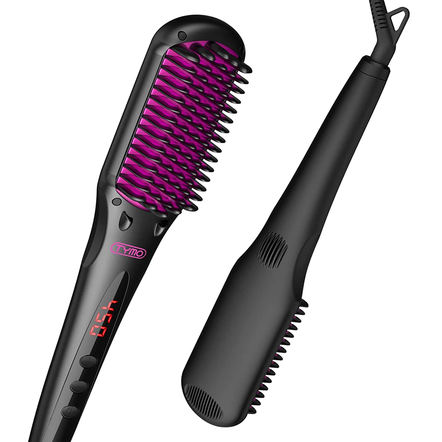 TYMO Ionic Hair Straightener Brush - Enhanced Ionic Straightening Brush with 16 Heat Levels for Frizz-Free Silky Hair. Anti-Scald & Auto-Off Safe & Easy to Use