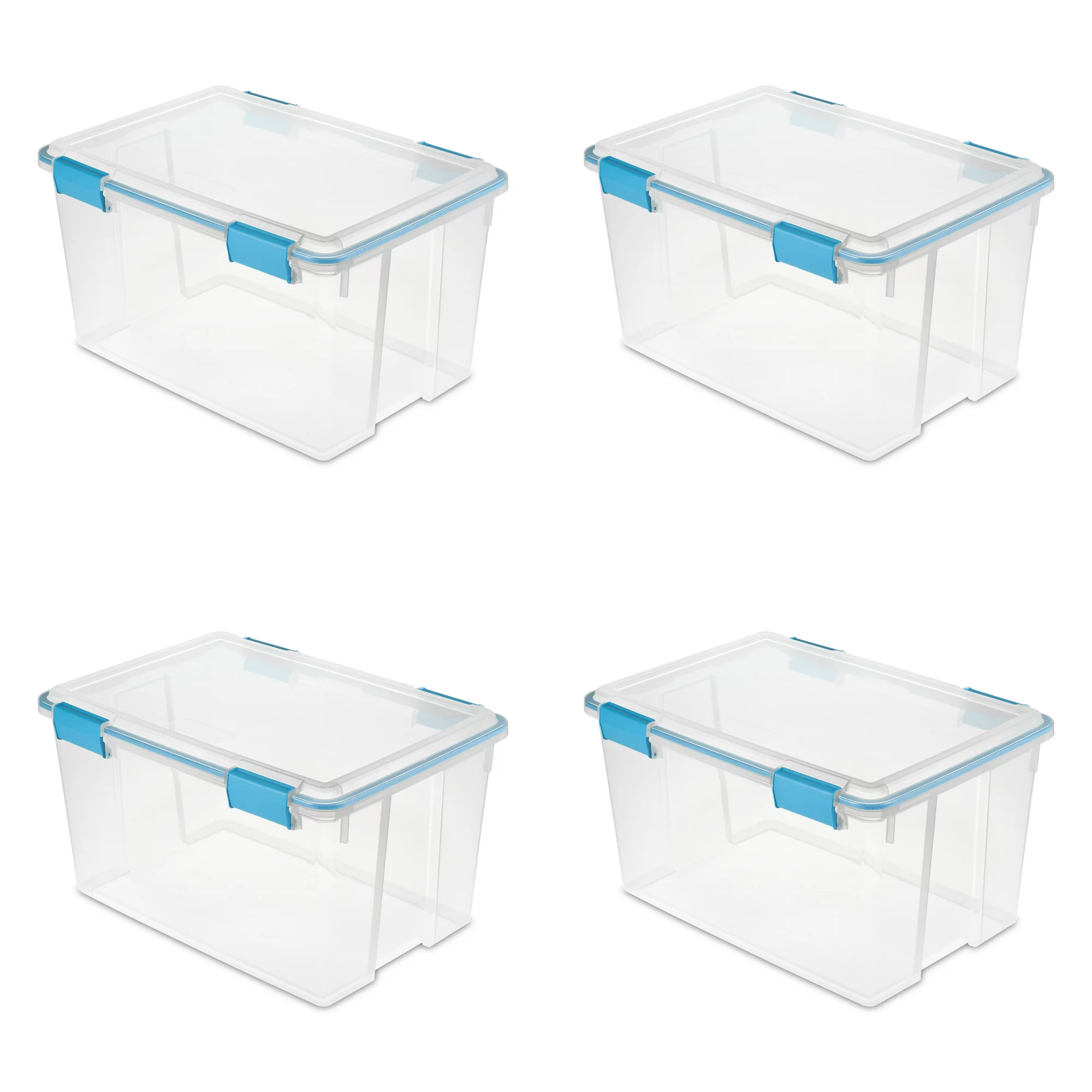 Sterilite 54 Qt. Gasket Box Plastic. Blue Aquarium. Set of 4