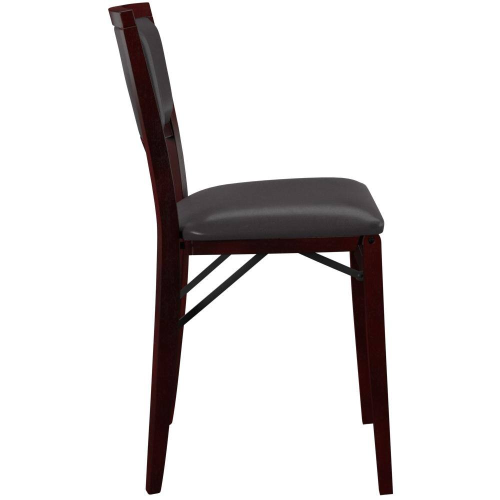 Linon Home Decor THD03487 Noelle Merlot Pad Wood Folding Chair (Carton of 2)