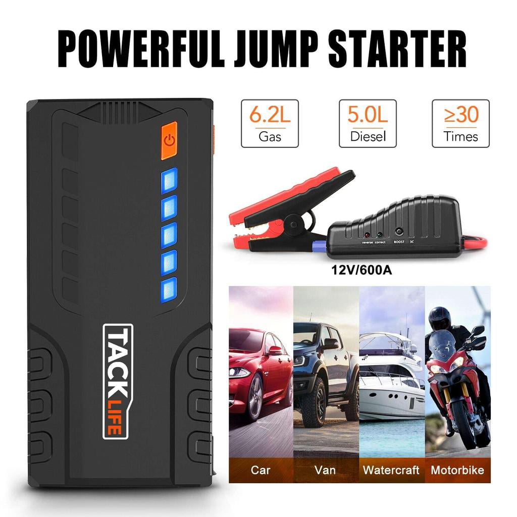 Tacklife 800A Peak 18000mAh Car Jump Starter. Up to 7.0L Gas. 5.5L Diesel Engine with Long Standby. Quick Charge. 12V Auto Battery Booster. T6 Orange