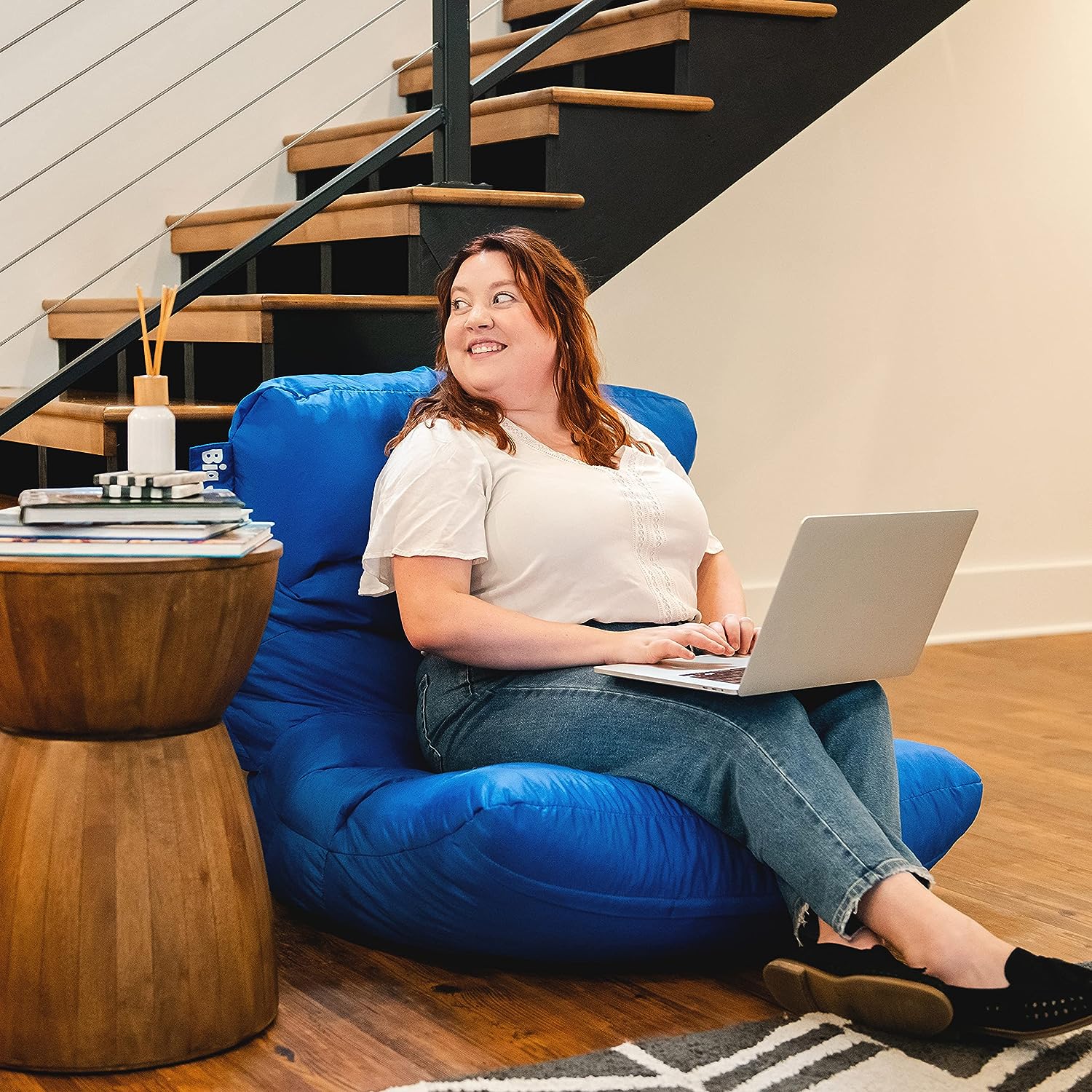 Big Joe Roma Bean Bag Chair. Sapphire Smartmax. Durable Polyester Nylon Blend. 3 feet