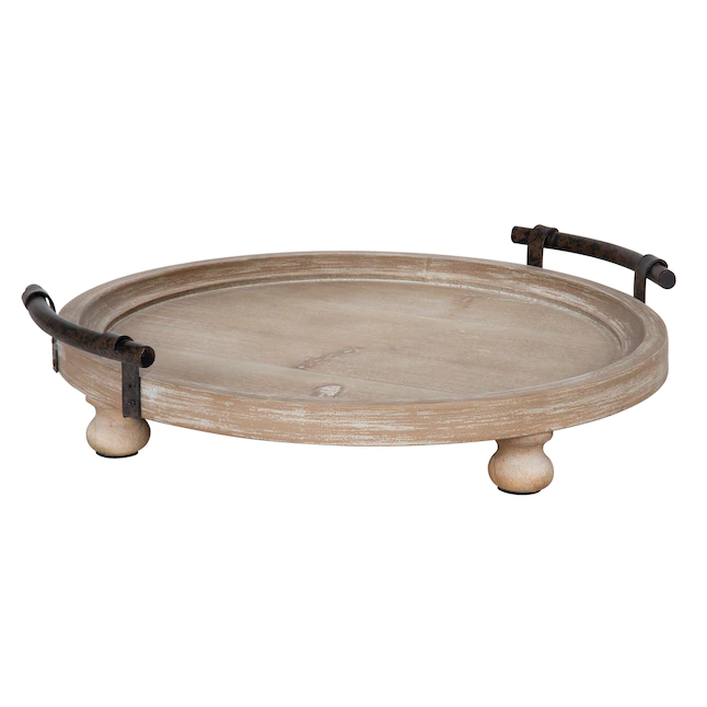 Kate and Laurel Bruillet Round Wooden Natural Decorative Tray. 15-in Diameter