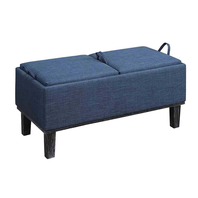 Convenience Concepts Designs4Comfort Brentwood Storage Ottoman. Dark Blue Fabric/Black