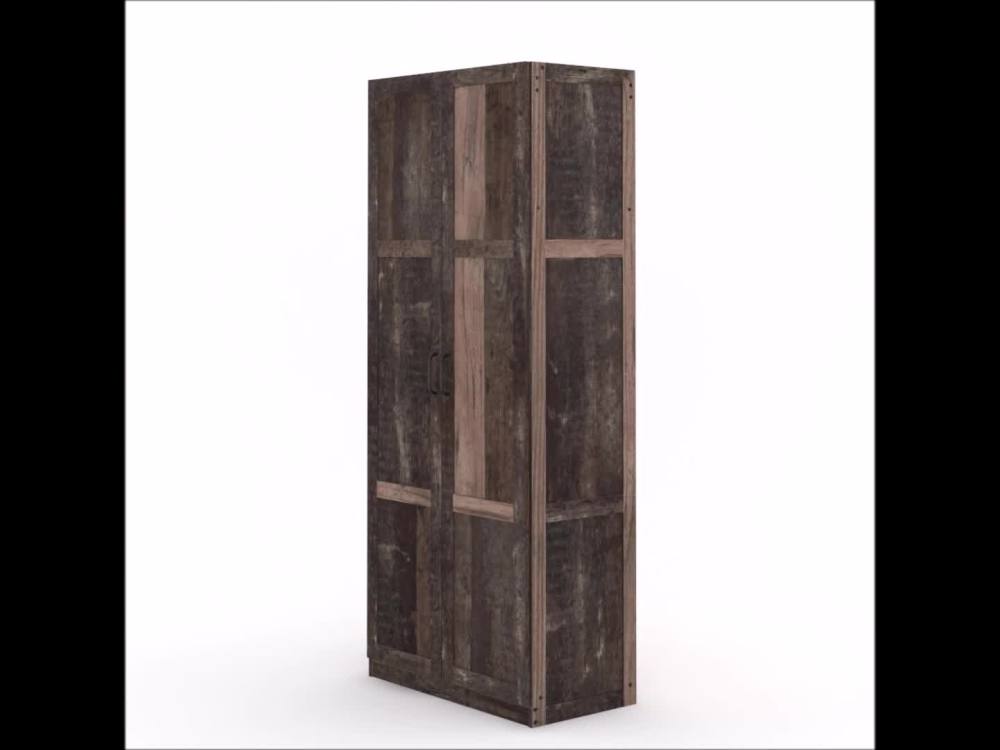 Sauder Select Two-Door Storage Cabinet. Reclaimed Pine Finish