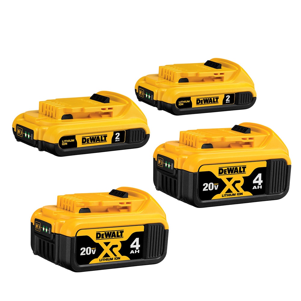 DEWALT 20-Volt 4-Pack 2 Amp-Hour; 4 Amp-Hour Lithium Power Tool Battery