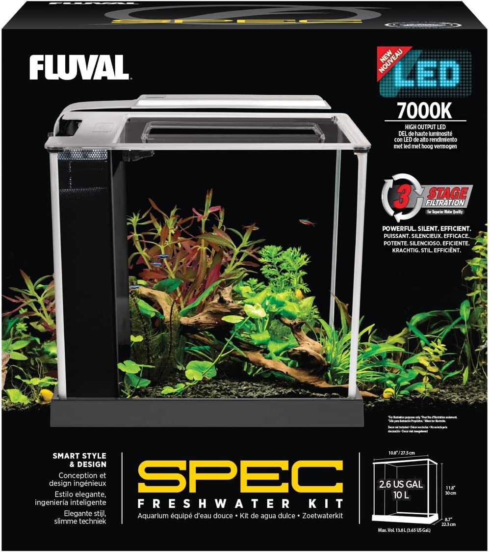 Fluval SPEC Freshwater Aquarium Kit. Aquarium with LED Lighting and 3-Stage Filtration
