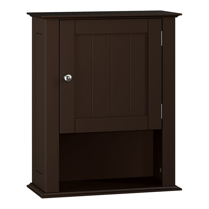 RiverRidge Home Ashland Collection Bath Single Door Wall Cabinet with Open Shelf. Espresso