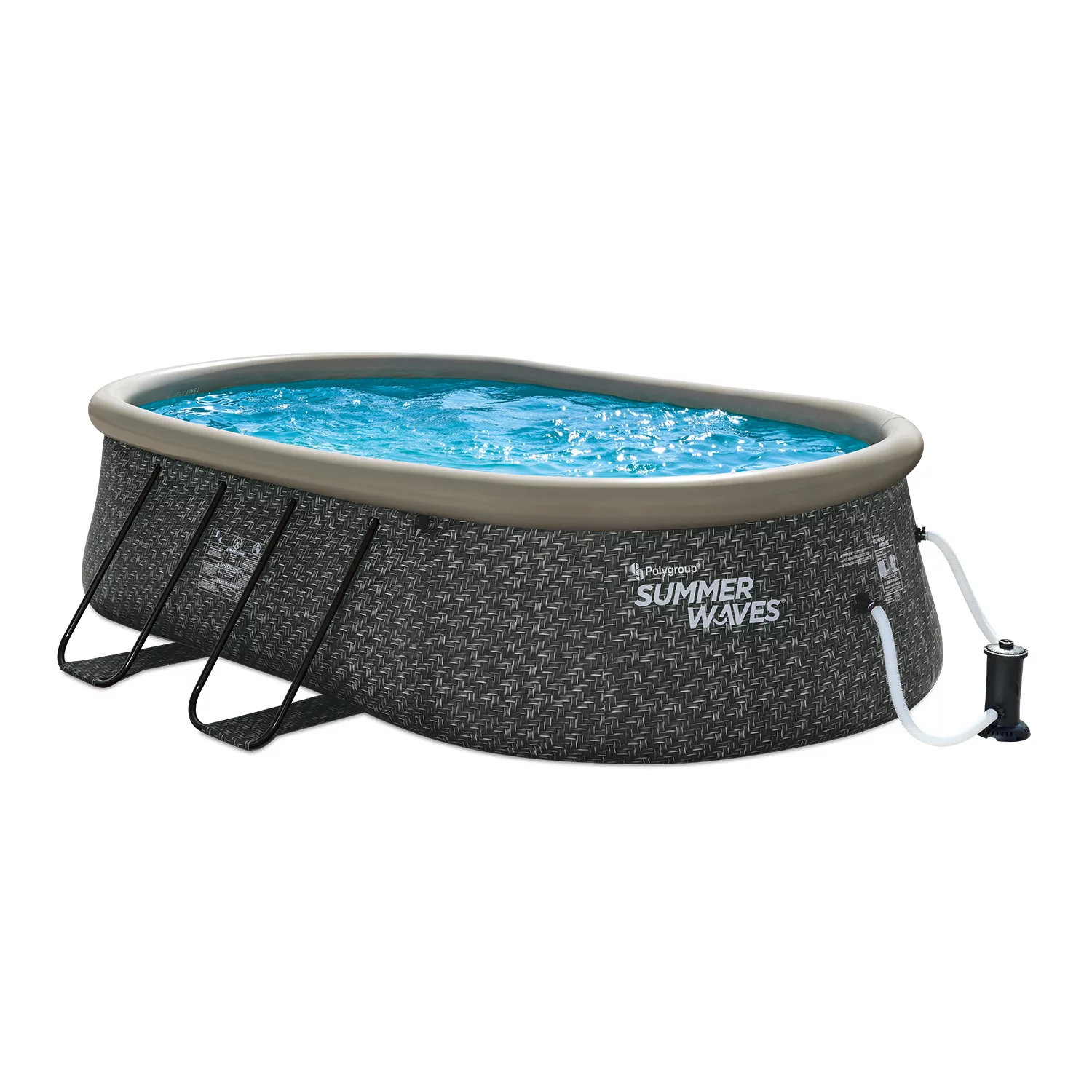 Summer Waves Quick Set 15 Ft Oval Above Ground Pool with Filter Pump. Dark Gray