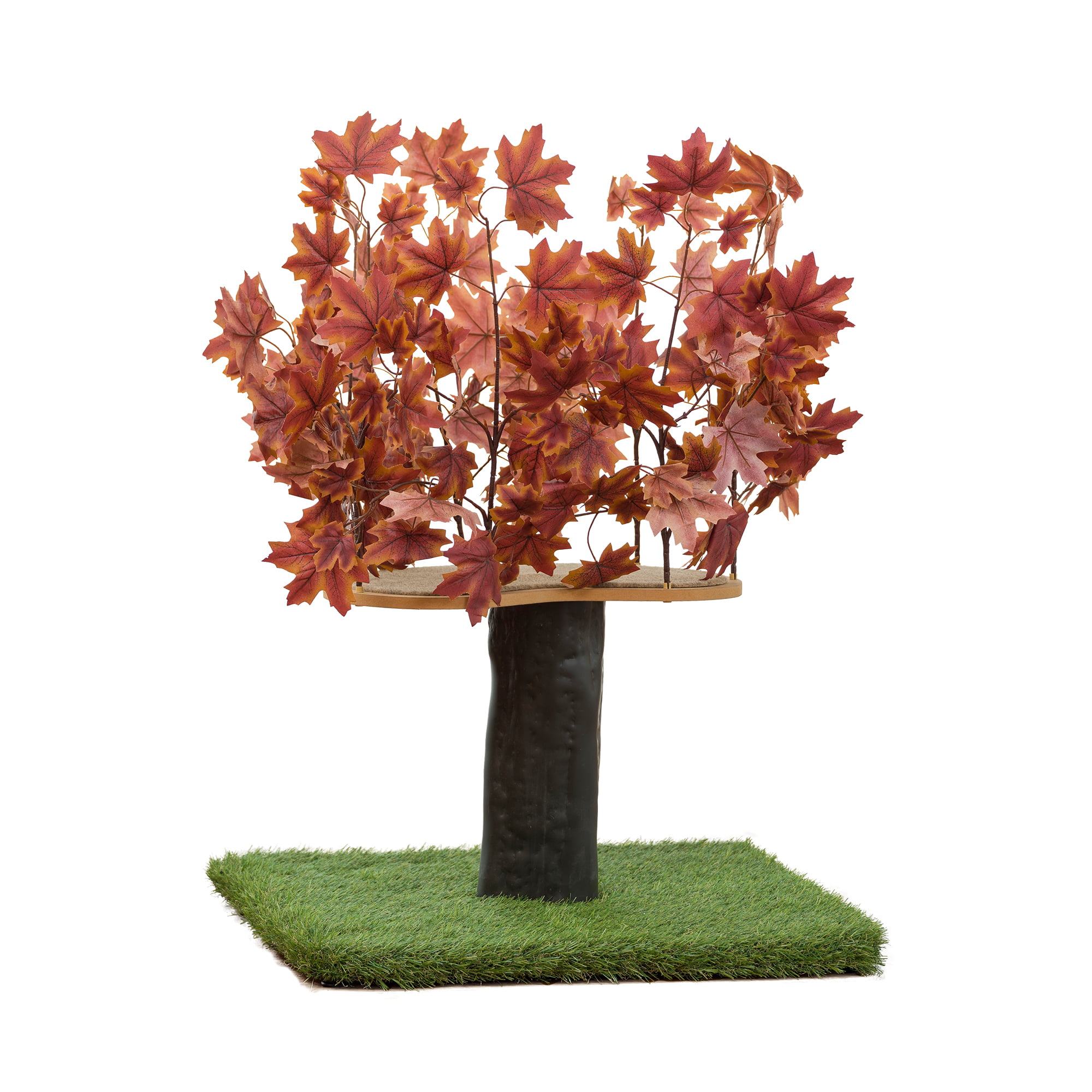 On2Pets 2ft Interchangeable Leaves Cat Activity Tree. Indoor Cat Tower. Comfy Cat Condo with Scratching Pads. Plum