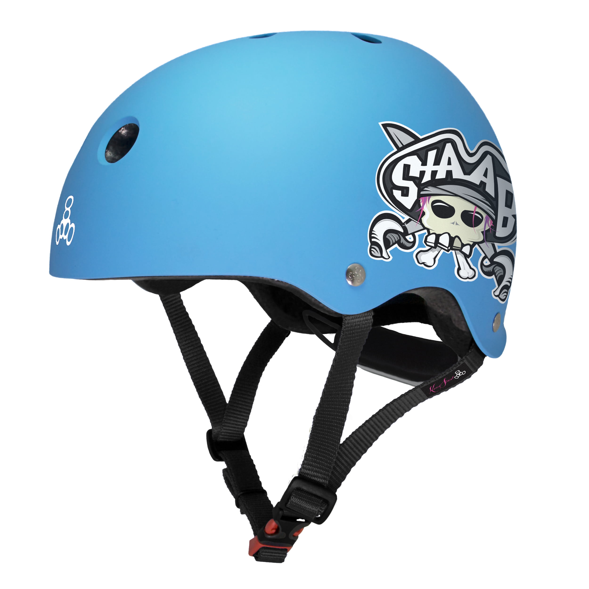 Triple Eight LIL 8 STAAB Dual Certified Sweatsaver Kids Skateboard and Bike Helmet. Neon Blue Matte