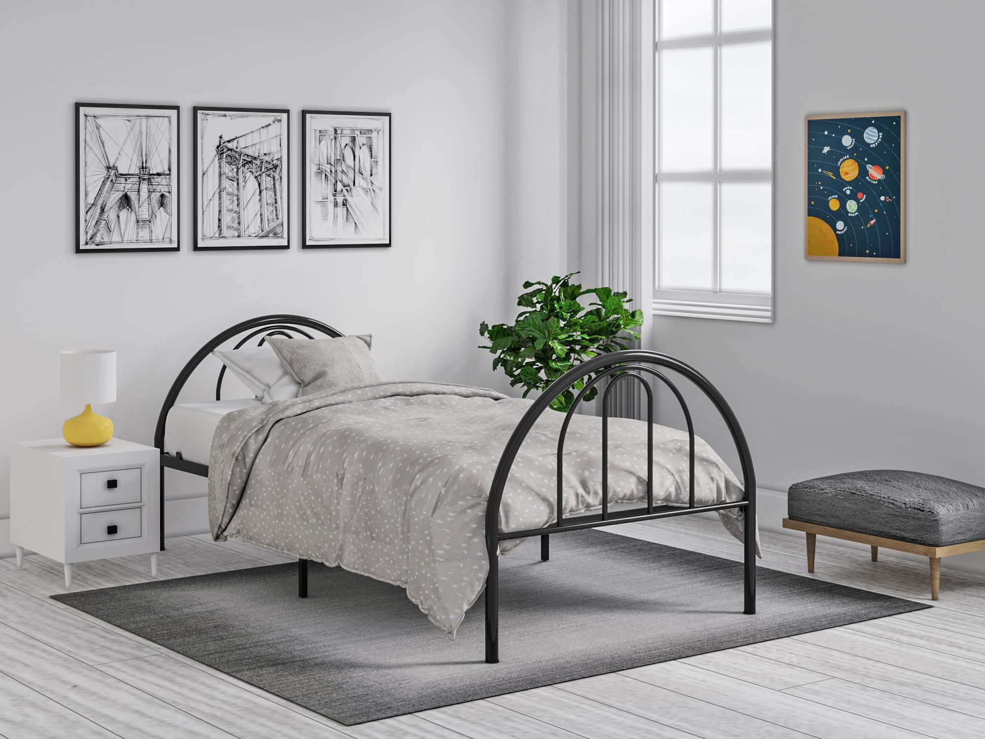 BK Furniture Brooklyn Classic Metal Bed. Twin. Black
