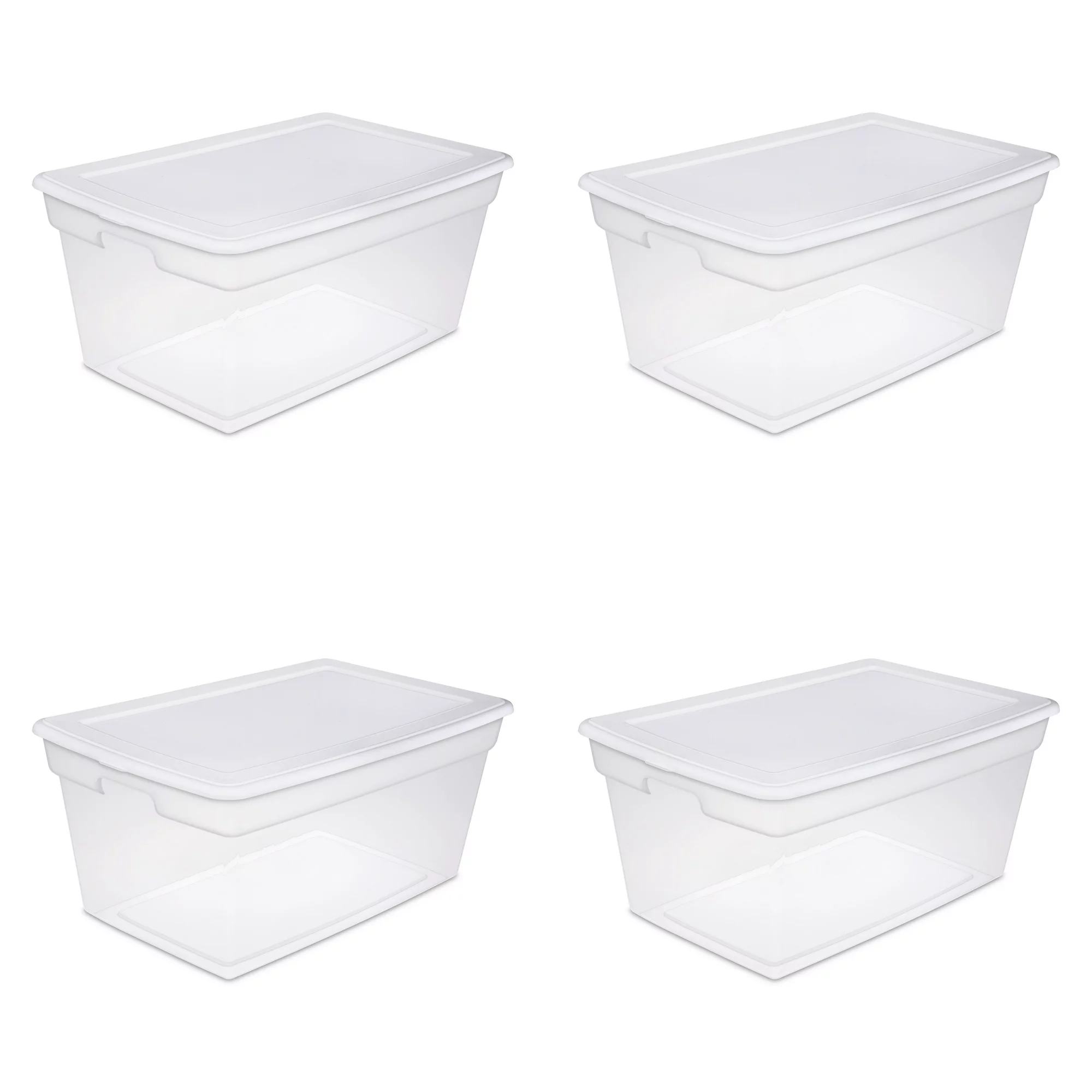 Sterilite 90 Qt. Storage Box Plastic. White. Set of 4