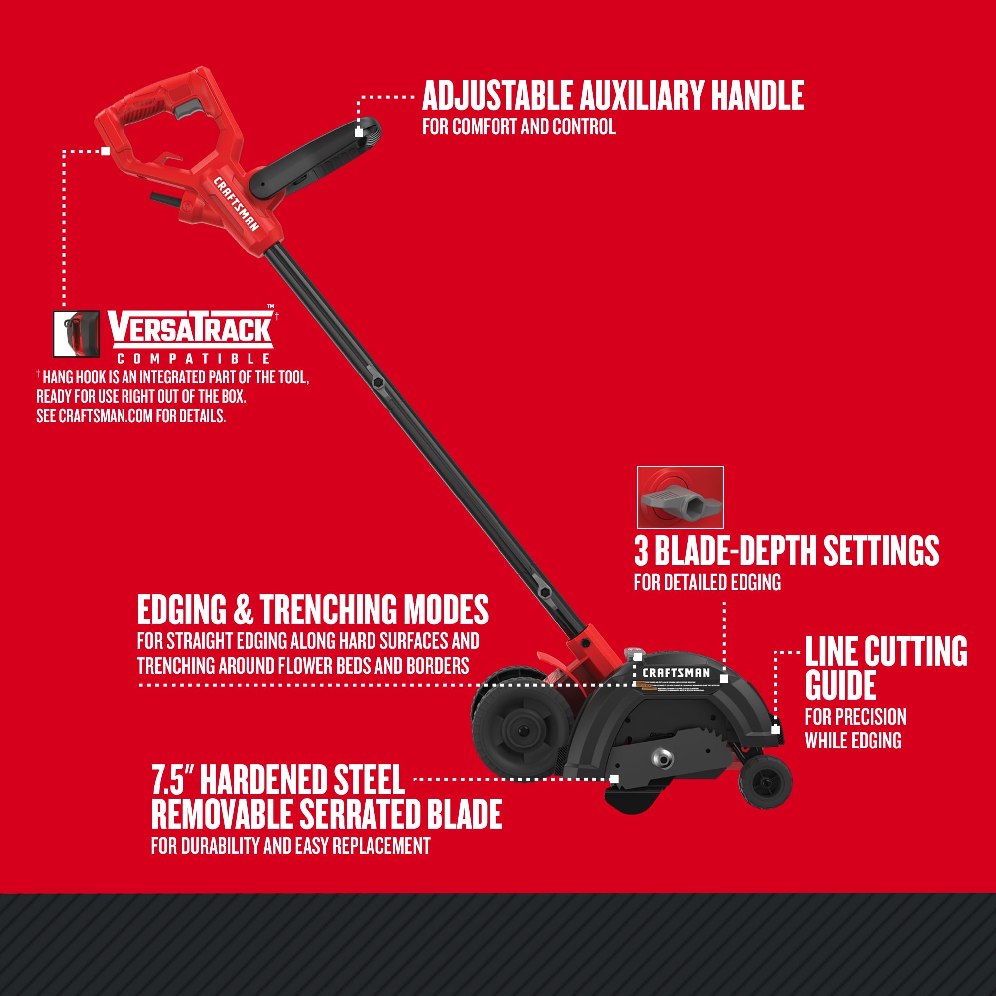 CRAFTSMAN CMEED400 7.5-in Push Walk Behind Electric Lawn Edger